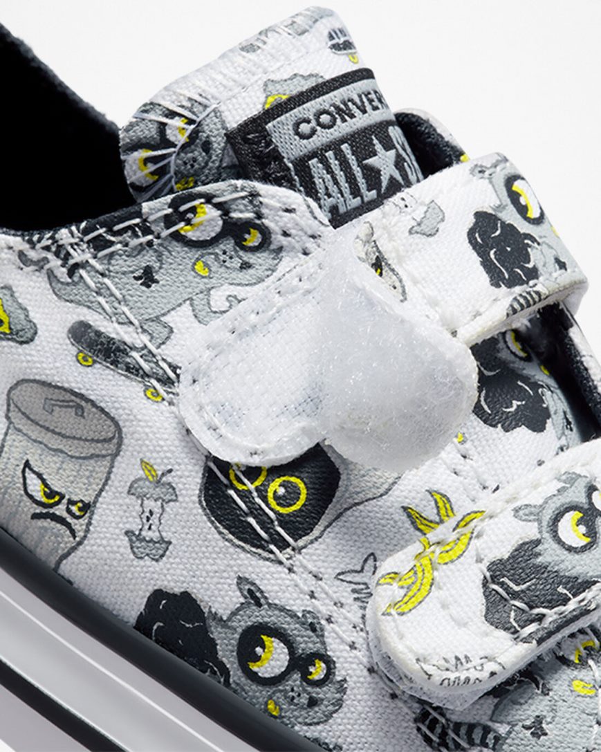 Tenisi Baieti Converse Chuck Taylor All Star Easy-On Raccoons Albi Negrii Gri | RO QLDIZ485